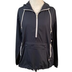 American Eagle Outfitters Pullover Hooded Windbreaker Jacket Navy Blue Medium